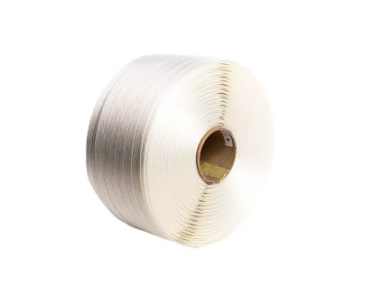 Polyestertextil-Umreifungsband Rolle weiss / polyester textile strapping band roll white