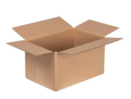 Karton geöffnet leer von vorn – “open empty box front view”