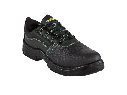 Sicherheitsschuh Schwarz-Grün Vorderansicht / safety shoe black-green front view