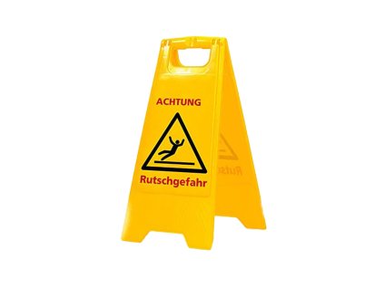 Warnschild klappbar „Achtung Rutschgefahr“ / folding warning sign “Caution Slippery”
