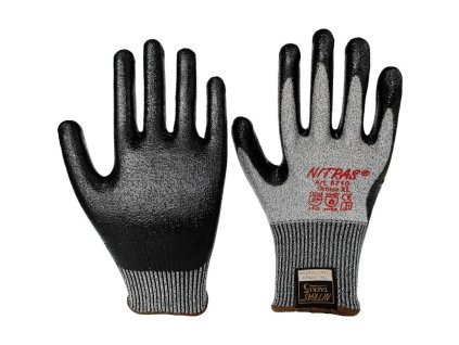 Schwarzer Schnittschutz-Handschuh mit Nitrilbeschichtung – Black cut protection glove with nitrile
