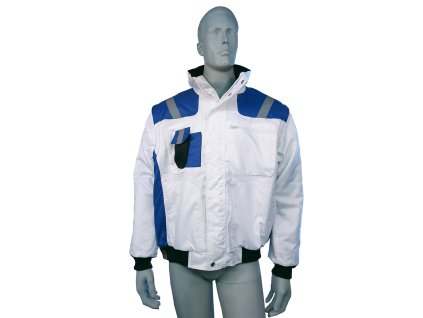 Maler-Winterjacke Weiß-Blau Frontansicht / painter winter jacket white-blue front view
