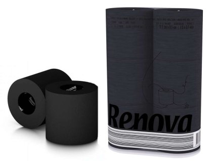 Schwarzes Toilettenpapier 6 Rollen Renova Zellulose / black toilet paper 6 rolls Renova cellulose