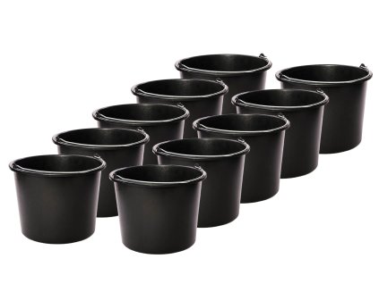 Baueimer PE rund 12 l Metallhenkel schwarz / round PE construction bucket 12 l metal handle black