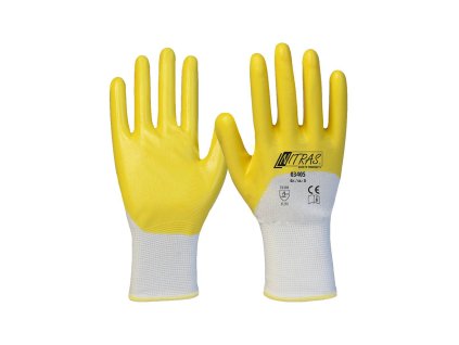 Nitrilhandschuhe Polyester gelb 3/4-Beschichtung – nitrile gloves polyester yellow 3/4 coated