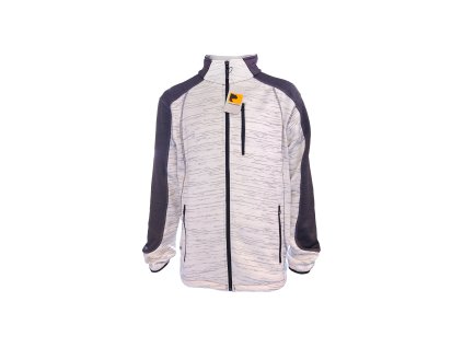Strick-Fleecejacke ASKON Weiß-Grau Frontansicht / knit fleece jacket ASKON white-grey front view