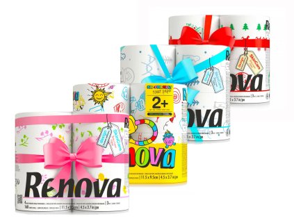 Bedrucktes Toilettenpapier Renova 3-lagig FSC printed toilet paper