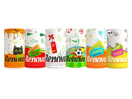 Renova Küchenpapier Maxi Rolle bedruckt Saisonmotiv vorne / Renova kitchen paper maxi roll printed seasonal motif front view