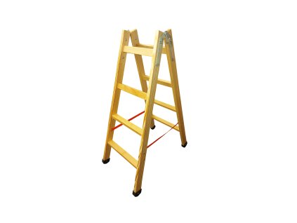 Stufenstehleiter Holz 2×4 Sprossen Vorderansicht / Wooden step ladder 2×4 front view
