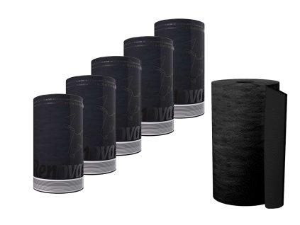 Schwarzes Küchenpapier Maxi Rolle Vorderseite 6er Pack / Black kitchen paper maxi roll 6-pack front view