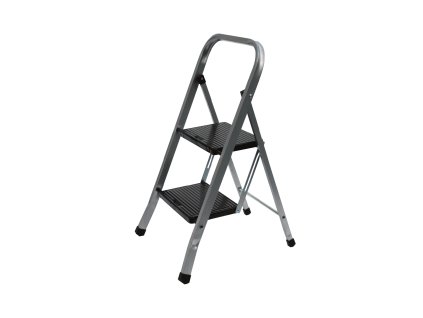 Klapptritt Stahl 2-stufig aufgeklappt Profilansicht / Steel folding step stool 2-step open profile view