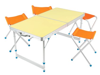 Campingtisch-Set 120×60 cm inkl. 4 Hocker outdoor table set