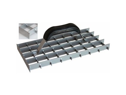 Gitterrabot mit Zahnung 285×140 mm, verzinkte Oberfläche / serrated grid rabot 285×140 mm, galvanized surface