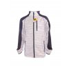 Strick-Fleecejacke ASKON Weiß-Grau Frontansicht / knit fleece jacket ASKON white-grey front view