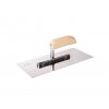Glättekelle 280x130mm Glattekelle Normalstahl mit Metallblatt und Holzgriff – Seitenansicht Smoothing trowel carbon steel with metal blade and wooden handle – side view