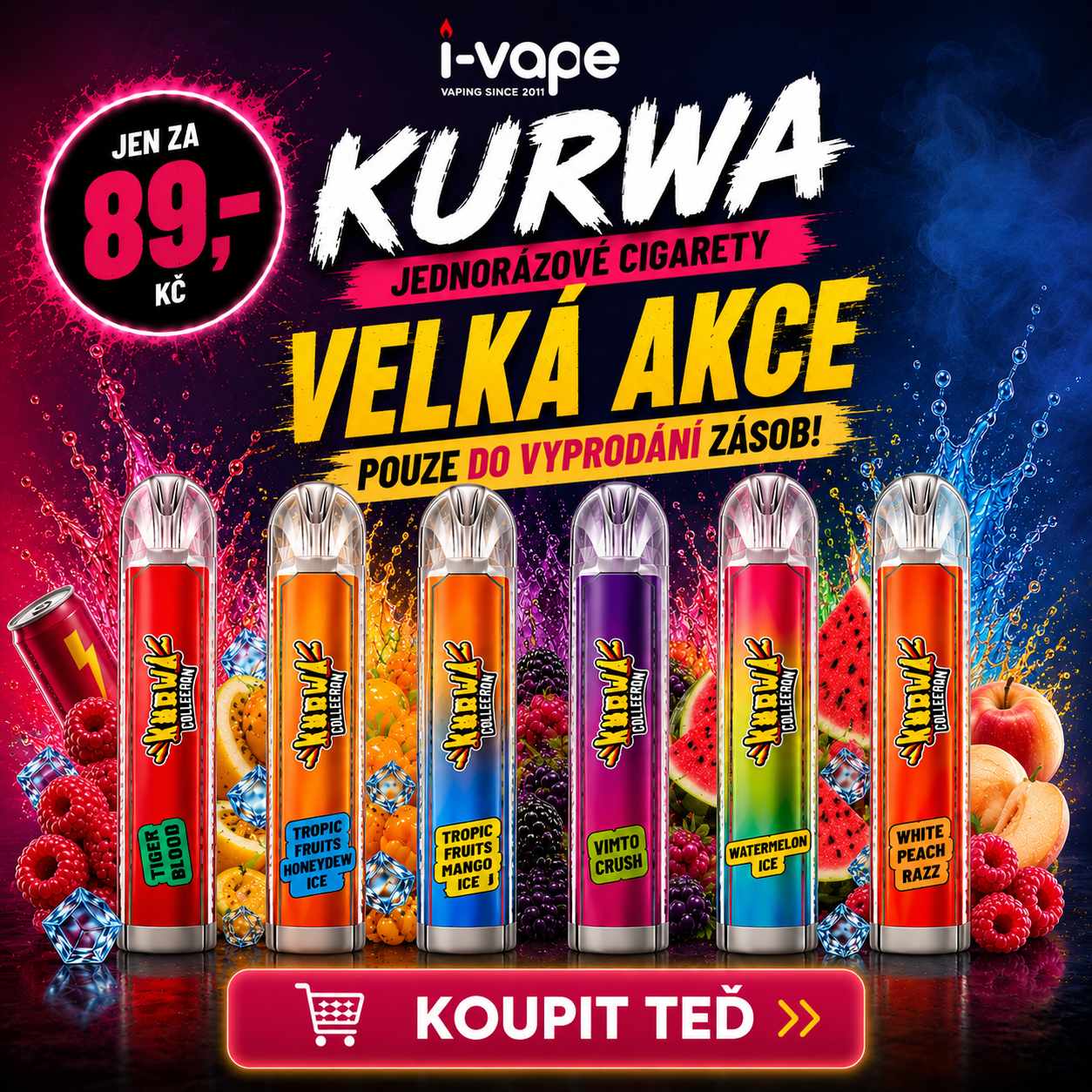 Kurwa jednorázové e-cigarety pouze do vyprodání zásob
