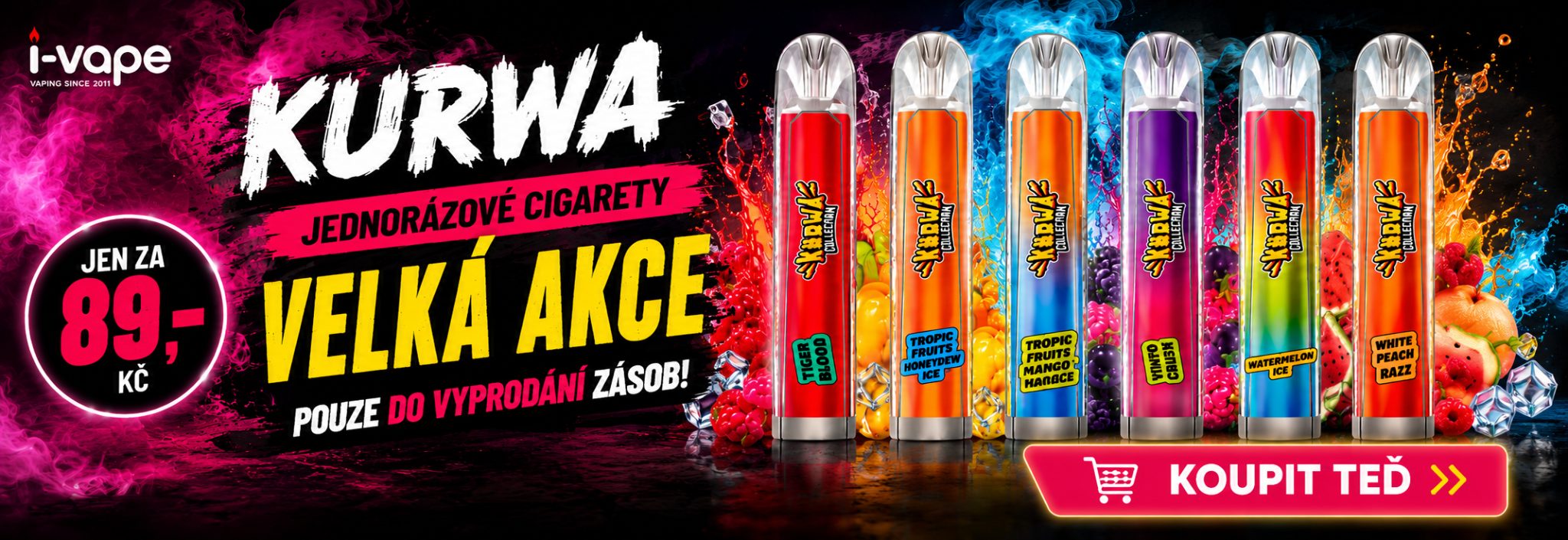 Kurwa jednorázové e-cigarety pouze do vyprodání zásob