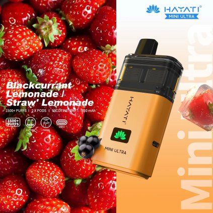 Hayati Mini Ultra 1500 Blackcurrant Lemonade Straw Lemonade