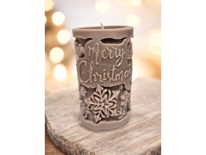 Svíčka Merry Christmas - hnědá