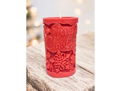 Svíčka Merry Christmas - červená