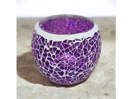 Mozaikový svícen - Fialové kouzlo