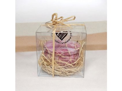 Dárková svíčka v růžové mramorované dóze