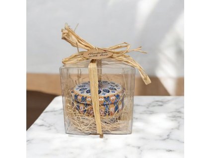 Dárková sada – aromatická svíčka v plechové dóze (modro-oranžová mandala)