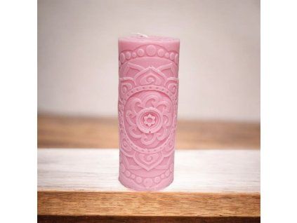 Mandalová svíčka růžová