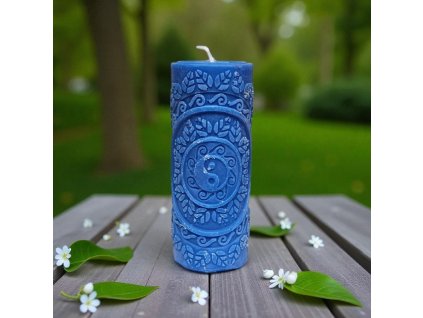 Ručně vyráběná svíčka – modrá Yin-Yang (sojový vosk)