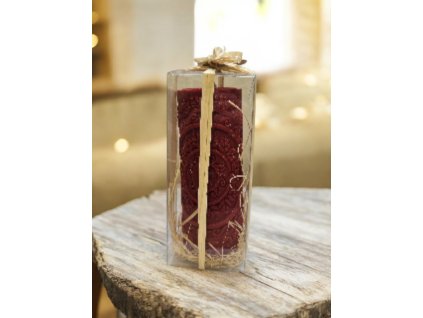 Dárková sojová svíčka Yin-Yang – bordó (v čirém dárkovém boxu)