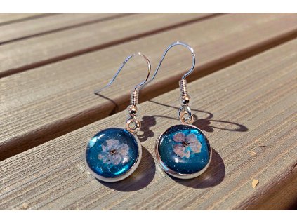 Náušnice - Modré květinové kapky