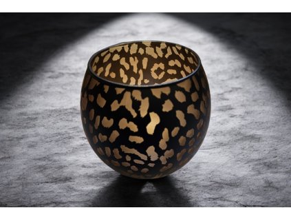 Dekorativní skleněný svícínek s leopardím vzorem