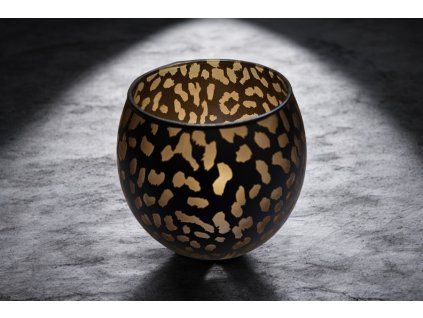 Skleněný svícen s leopardím vzorem