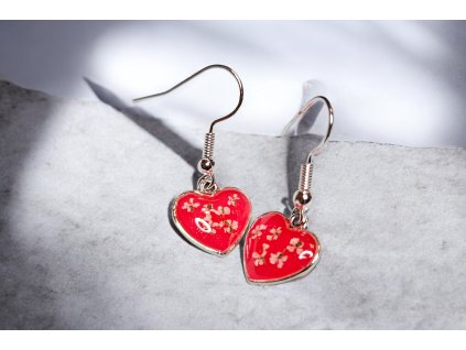 Ručně vyráběné náušnice Srdce s kvítky