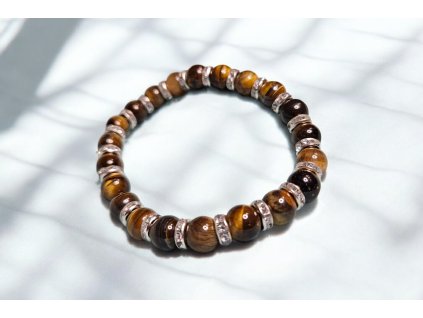 Náramek z tygřího oka se stříbrnými rondelkami