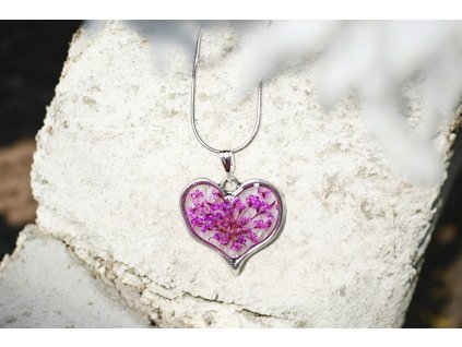 Náhrdlník - Srdce v rozkvětu fialové