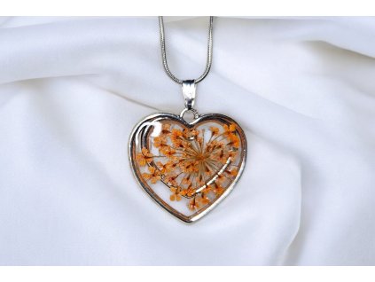 Náhrdelník - Srdce v rozkvětu  oranžové