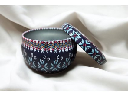 Dekorativní kovová dóza s víčkem – mandalový vzor