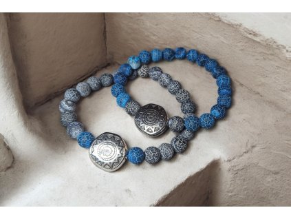 Partnerské náramky z popraskaného achátu – modrý & šedý