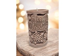 Svíčka Merry Christmas - hnědá