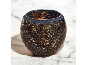 Mozaikový skleněný svícen hnědý