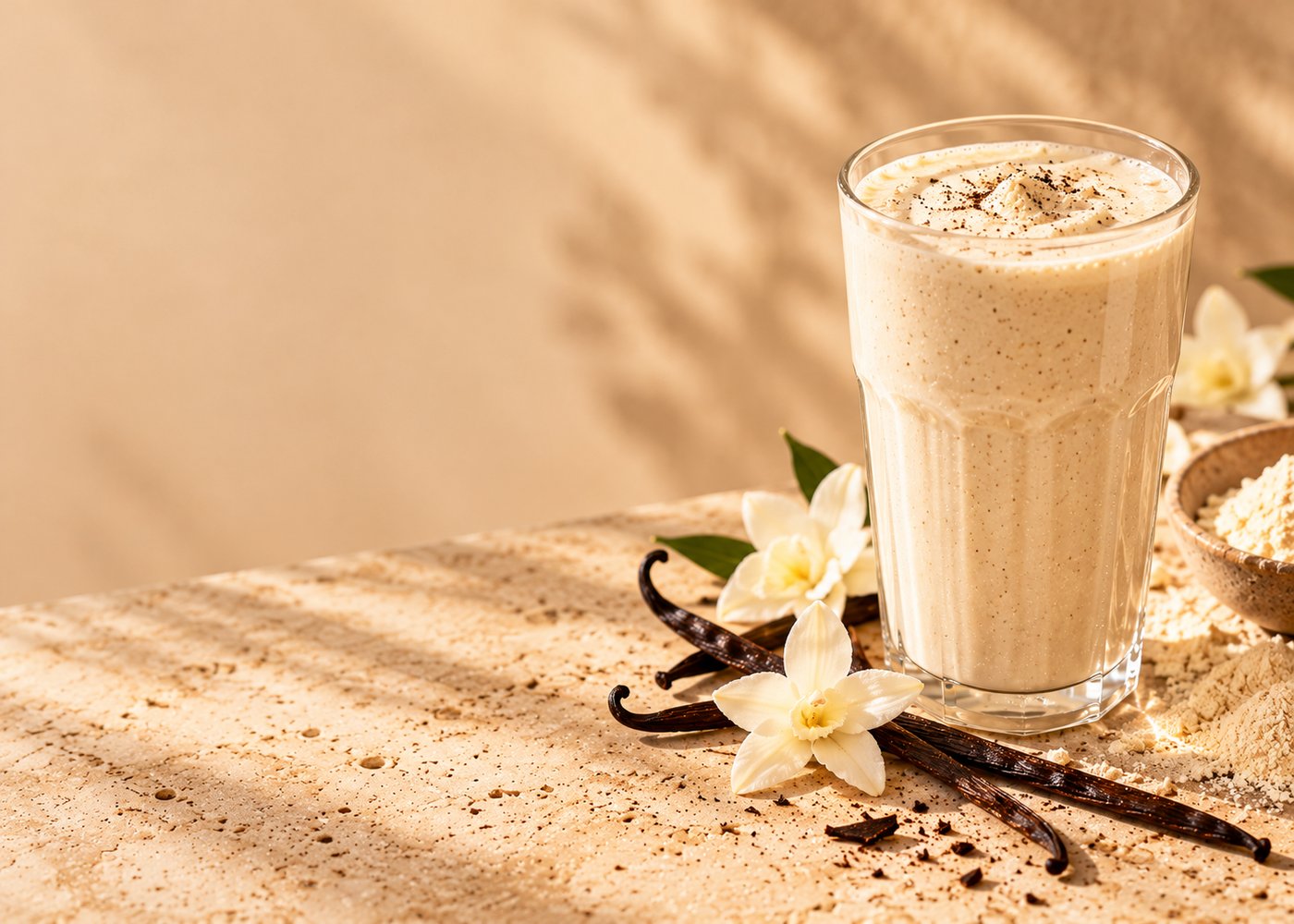 Vanilkový proteinový shake a vanilkové lusky