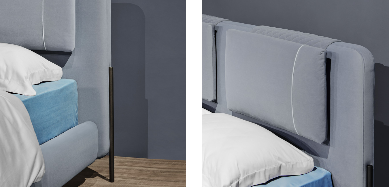 Postel Larry detailní snímek opěrky a nožky