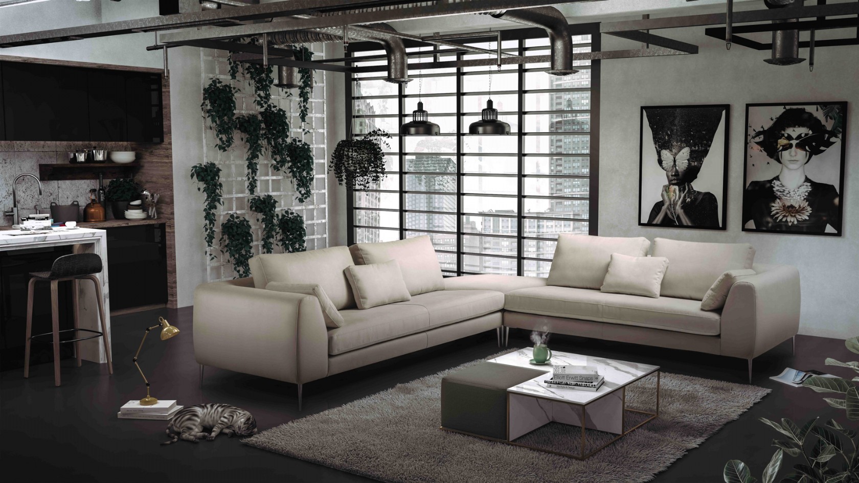 Luxusní rohová italská sedačka v moderním a pohodlném designu