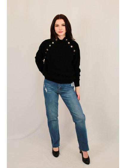 Modré rovné džíny s vysokým pasem a jemným distressed efektem | Mavie