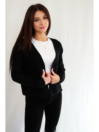 Černý kardigan se strukturovaným vzorem | Elara