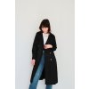 Černý trenčkot s páskem a dvouřadým zapínáním | Isalie