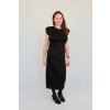Černé strečové šaty s nabíraným pasem a cap rukávem | Arlise