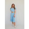 Dámské světle modré midi šaty s volánovými rukávy a páskem – jemnost a lehkost v letním stylu | Celestina