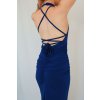 Dámské královsky modré maxi šaty s holými zády a řasením – svůdná elegance na výjimečné chvíle | Serina
